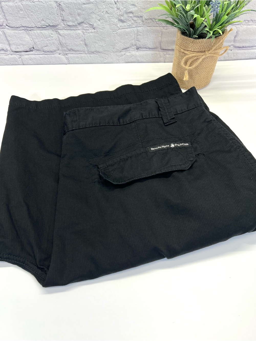 Beverly Hills Polo Club Men's Black Cargo Shorts with Flap Pocket